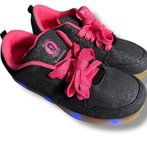 New Flash Lights Light‎ Up Sneakers USB Charge Glitter Shoes Size 6